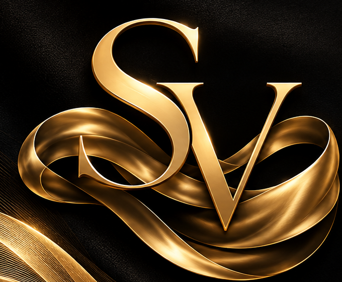 Silk Vibes gold SV ribbon monogram